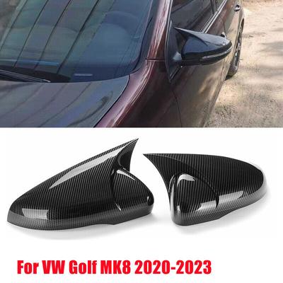 2x Glänzend Schwarze Seitenspiegelkappe für Volkswagen Golf 8 MK8 GTI GTD GTE TSI TDI R -2022 Seitenrückspiegelkappe
