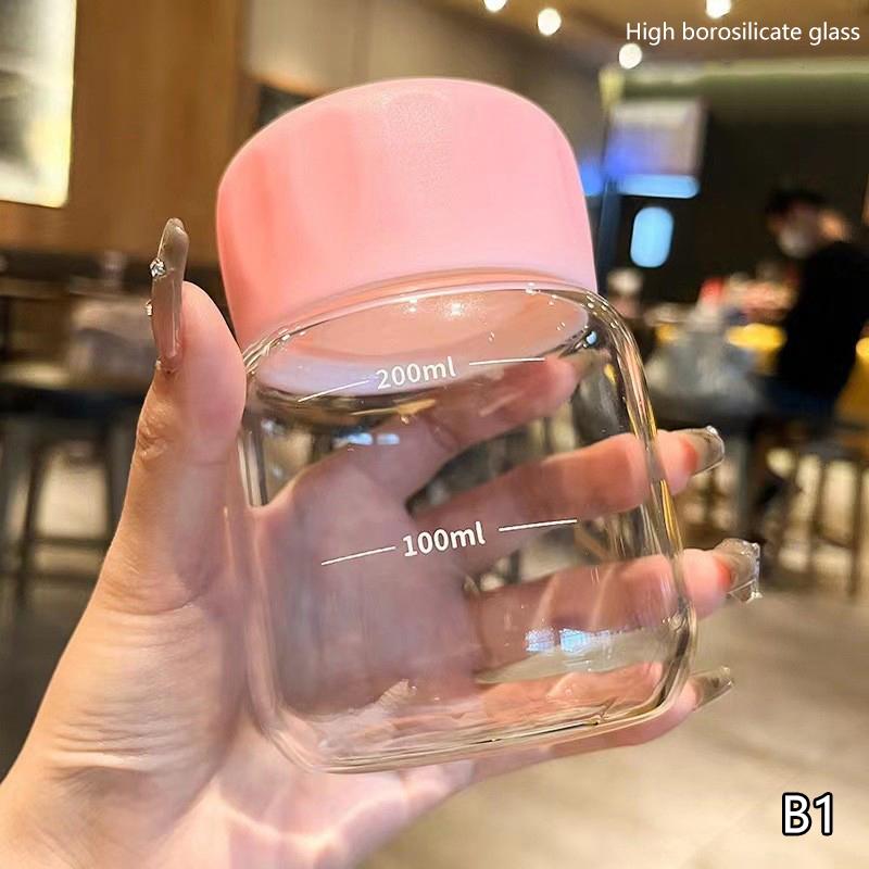 10.2Oz Mini Water Glass Bottle Clear Milk Cup Portable Reusable Drinking Cups Summer Drinkware Travel Outdoor Birthday Gifts