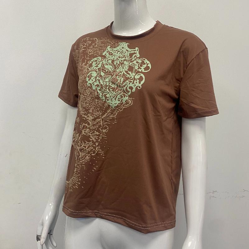European and American Y2K slim fit printed retro T-shirt