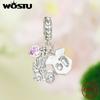 WOSTU 925 Silver Family Jewelry Serie Tree of Life Charm Heart Pink Sweet Home Bead Stroller S925 Pendant Fit DIY Bracelet Neck