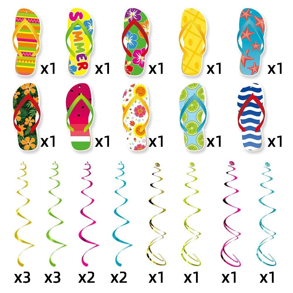 Hawaii Party Summer Decorations Spiral Flip Flops Hanging Decoration Beach For