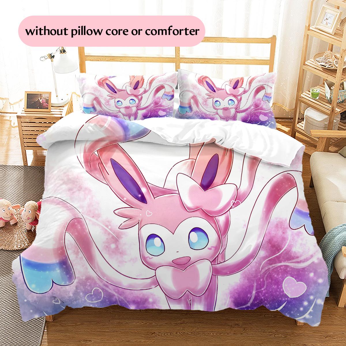 

Pokémon Eevee Pattern Bedding Home Decoration Birthday Gift (1 * duvet cover + 2 * pillowcase, without core) 135x200cm