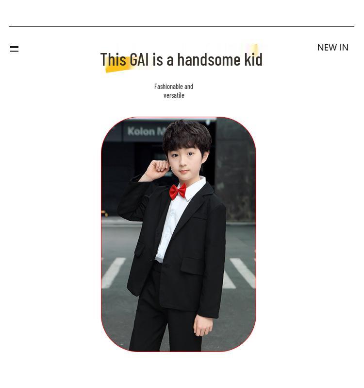 Charming Children's British-Style Three-Piece Suit: Tuxedo Jacket for Boys' Piano Performance