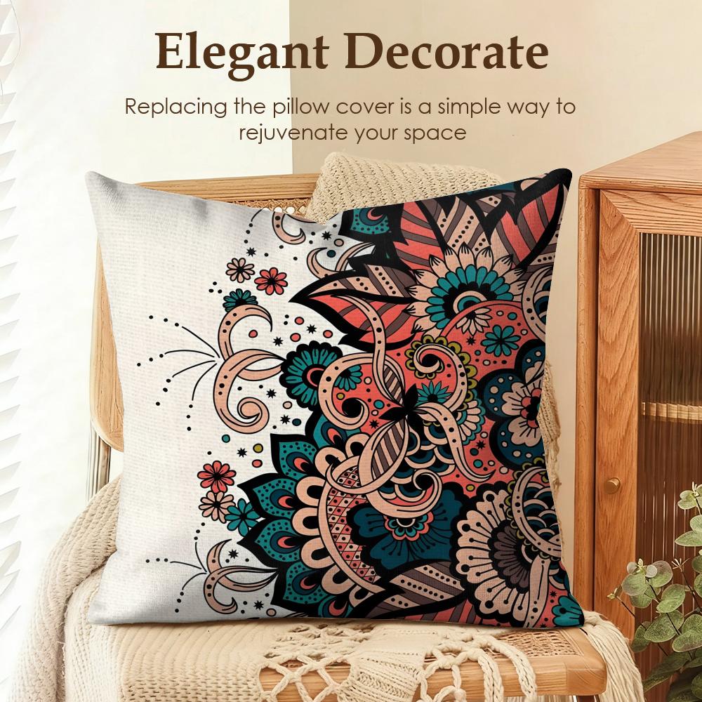 Indonesia Batik Design Cushion Cover Natural Linen Organic Fabric DoubleSided Printing Sofa Home Decor Gift Pillow Case