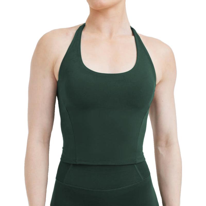 Cross-Border U-Neck Halter Top: Women's Quick-Dry Built-In Bra Yoga Vest for Sport & Fitness
