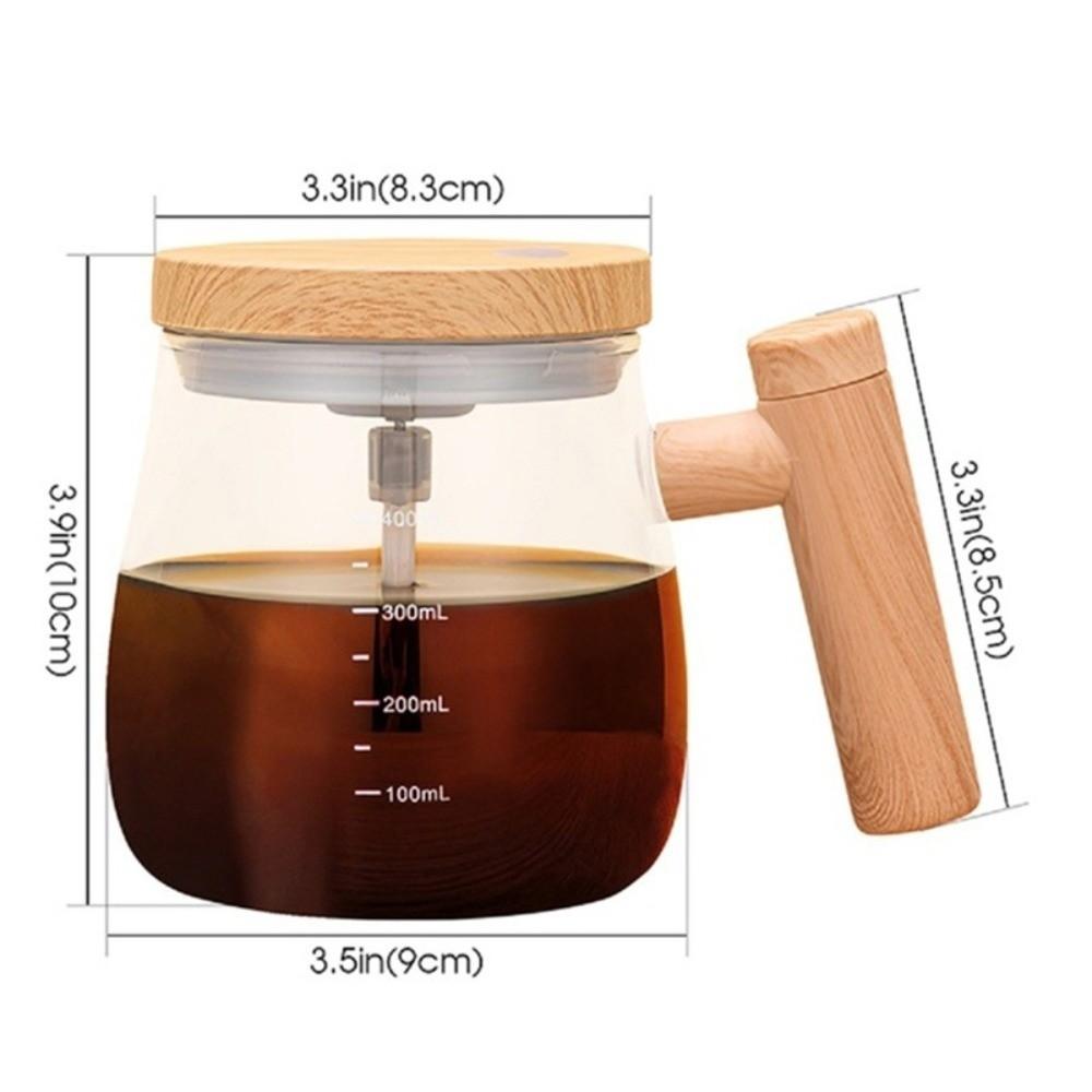 High Borosilicate Electric Self Stirring Mug Lightweight High Speed Mixing Glass Coffee Cup with Lid & Handle