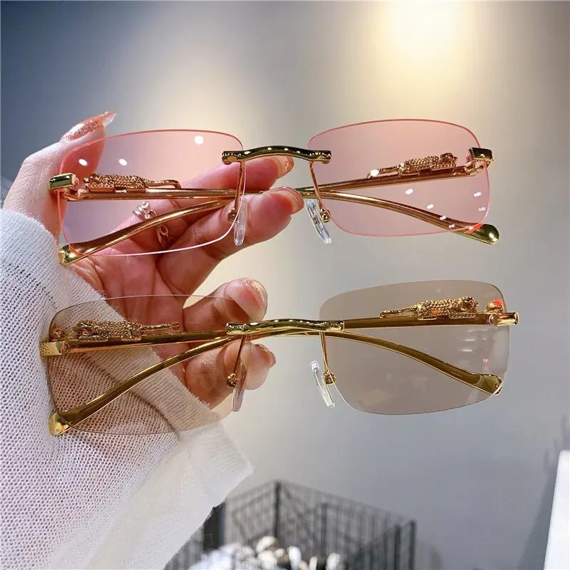 Vintage Sunglasses Rimless Cut Edge Sunglasses Fashion Designer Shades Luxury Sunglass Man UV400 Lunettes eil Homme