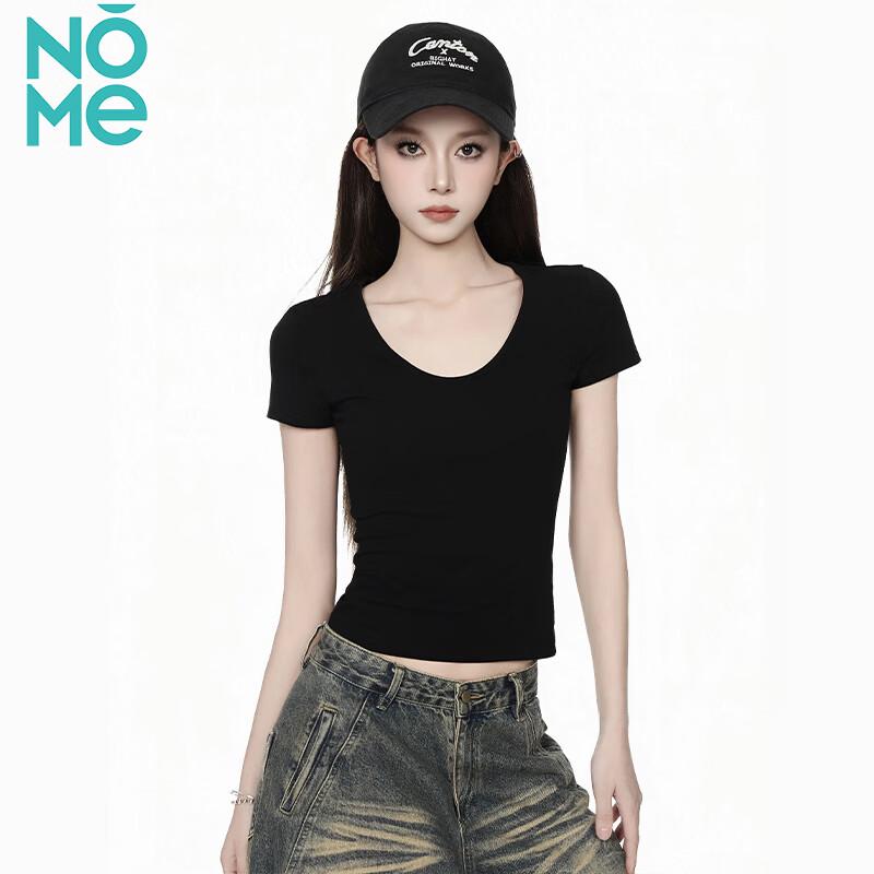 

NOMe Women s Ribbed U-Neck Short Sleeve Crop Top L