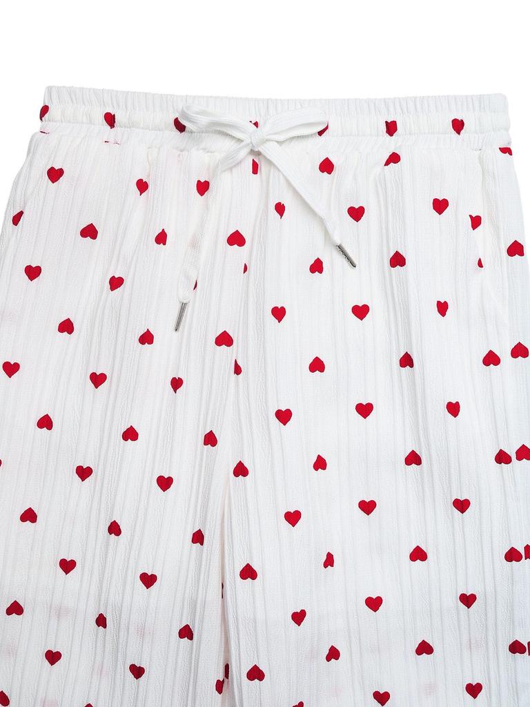European and American Women's Heart Pattern Lace-up Wide Leg Pants, Summer 2026 Edition