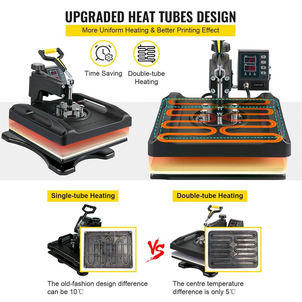 Heat Press Machine 15 x 15 Inch 8 In 1 Heat Press 1000W Sublimation Machine 360° Rotation Swing Away Heat Press 8 In 1 Shirt Printing Machine