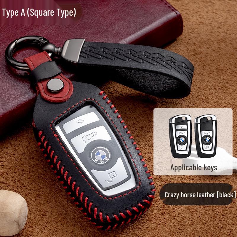 BMW LCD Schlüsselhülle: Echtlederbezug für 1er, 3er, 5er, 7er Reihe, X1, X3, X4, X5, X6, Blade 525, 320li. Vollständiges Wrap-Design.