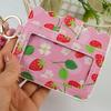 Fruit Print PU Card Holder with Beaded Keychain & Bracelet Wallet
