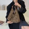 Korean Style Leopard Print Shoulder Bag Cloth Women's Handbag Sweet Canvas Bag  Ladies