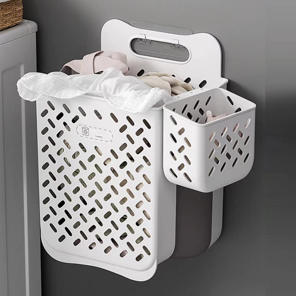 Wall-Mounted Dirty Clothes Basket Large-Capacity Folding Storage Basket Multi-Function Storage Basket Hollow Design Ventilation