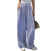 2025 Women's High-Waisted Vertical Striped Casual Straight-Leg Pants
