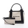 Used Navy Cabas XS 2WAY Handbag Canvas Leather Beige Black Used Women