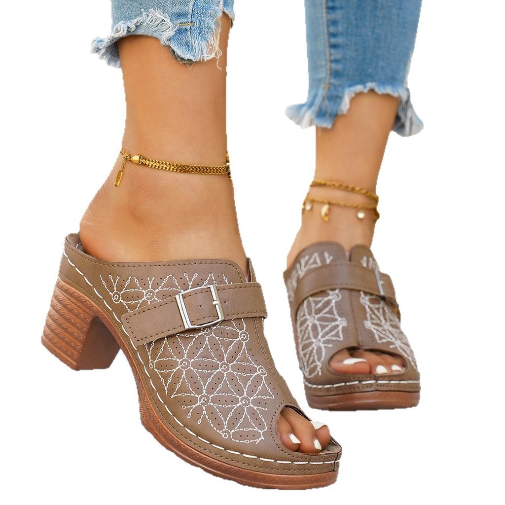 Übergrößen Schuhe für Damen 36-43 Sommer 2026 Mode Damen zum Hineinschlüpfen Plateau Hoher Absatz Bequem Offene Zehenpartie Damen Sandalen