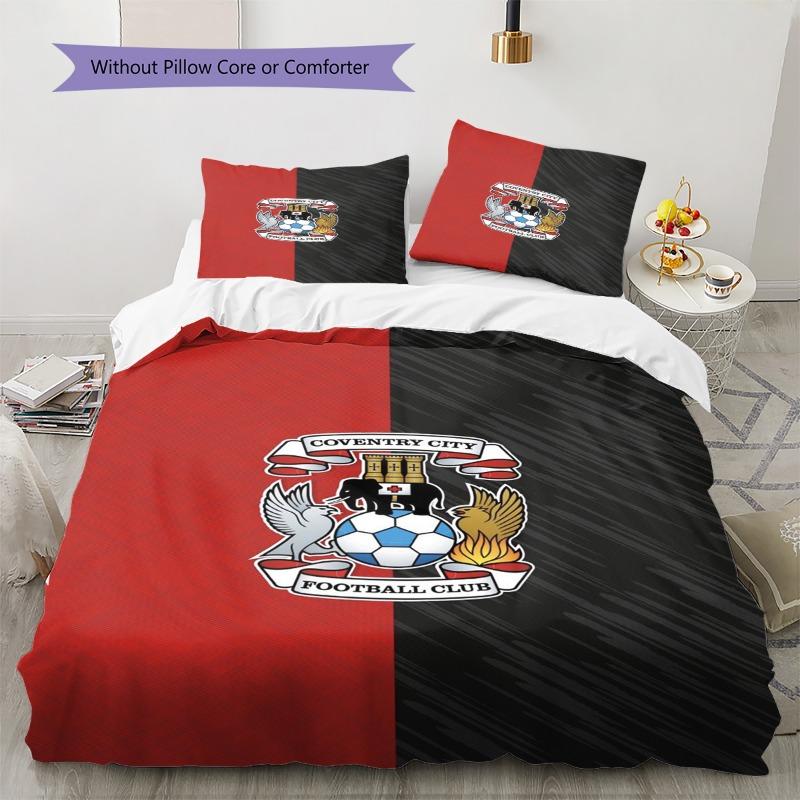 Coventry City Football Club Crest Split Color Print 3‑Pieces Duvet Cover Set Sports Bedding Without Pillow Core or Comforter
