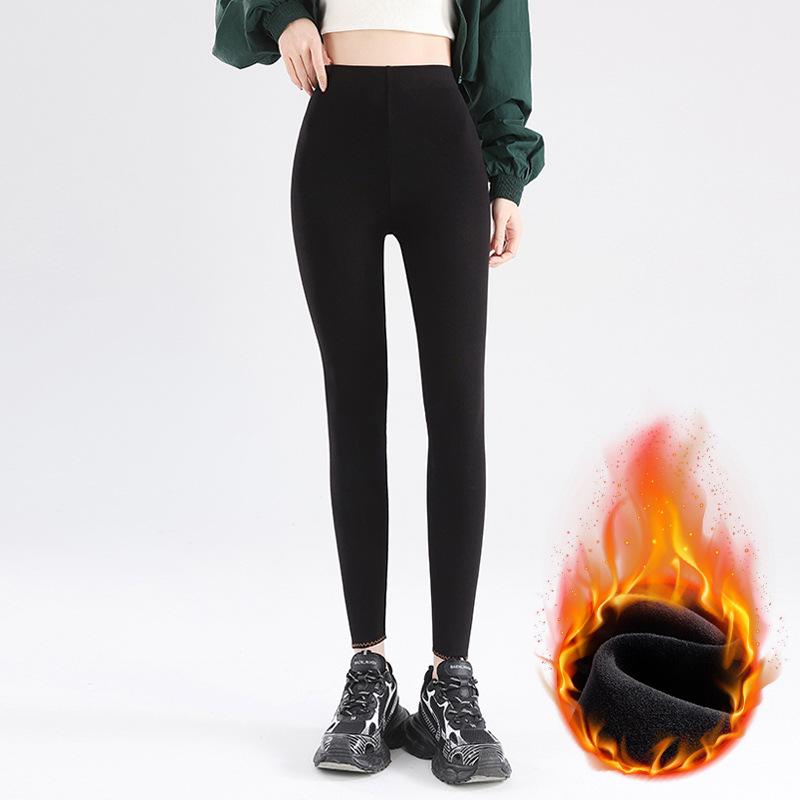 Women's Fleece-Lined Velvet Leggings - Autumn/Winter 2025 Style, Warm & Thick for Outdoors & Leisure