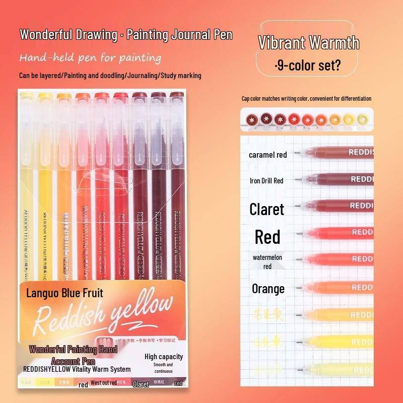 Blue Fruit Journal Pen Set: High-Capacity Neutral Pens for Drawing, Note-Taking, Highlighters, and Fine Tip Pens