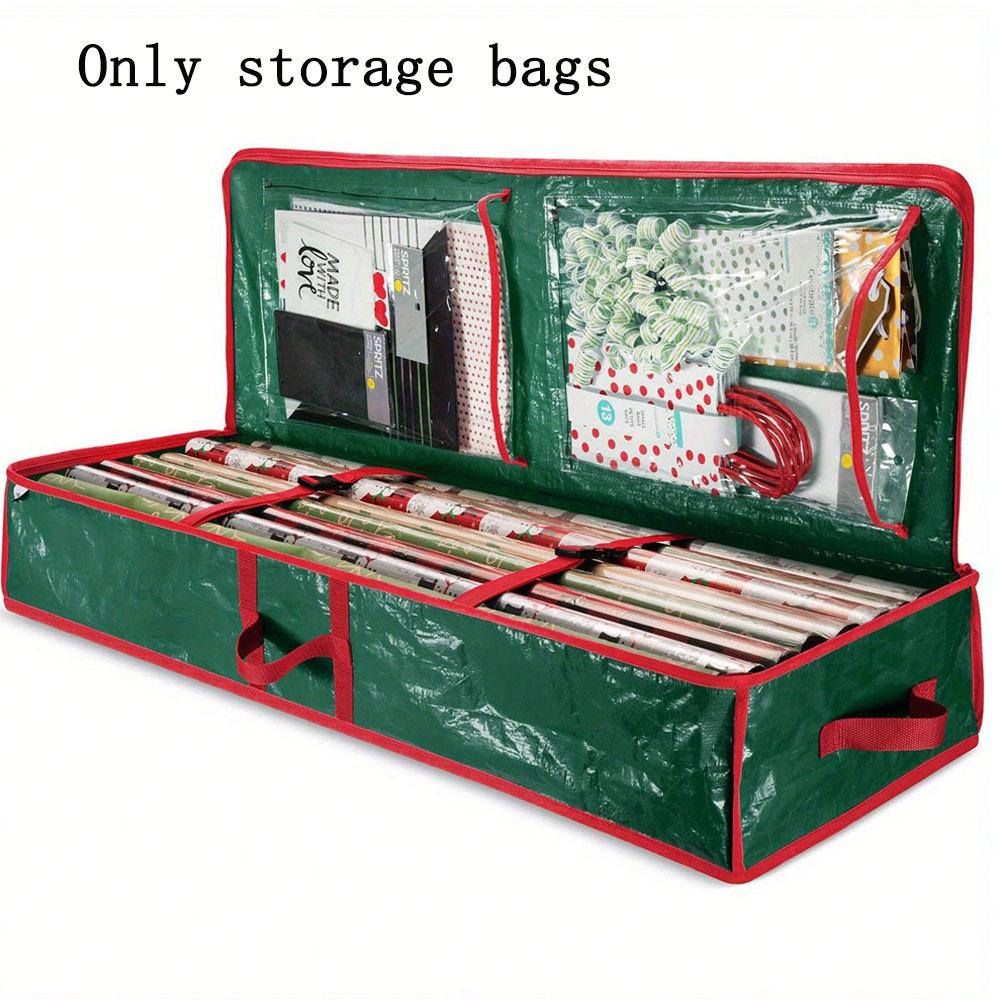 Wrapping Paper Organizer Storage Container for Christmas Holiday Gift Wrap Storage Underbed Container with Interior Pockets Fits