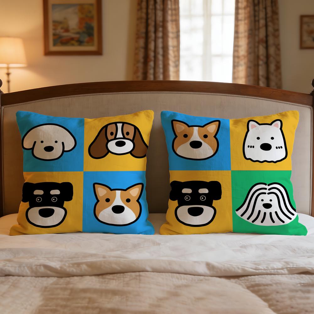 Cartoon Simple Cute Dog Cushion Cover 1Pcs Decorative Covers Soft Cushion Case For Sofa Couch Decor 40X40 45X45 Pillowcases