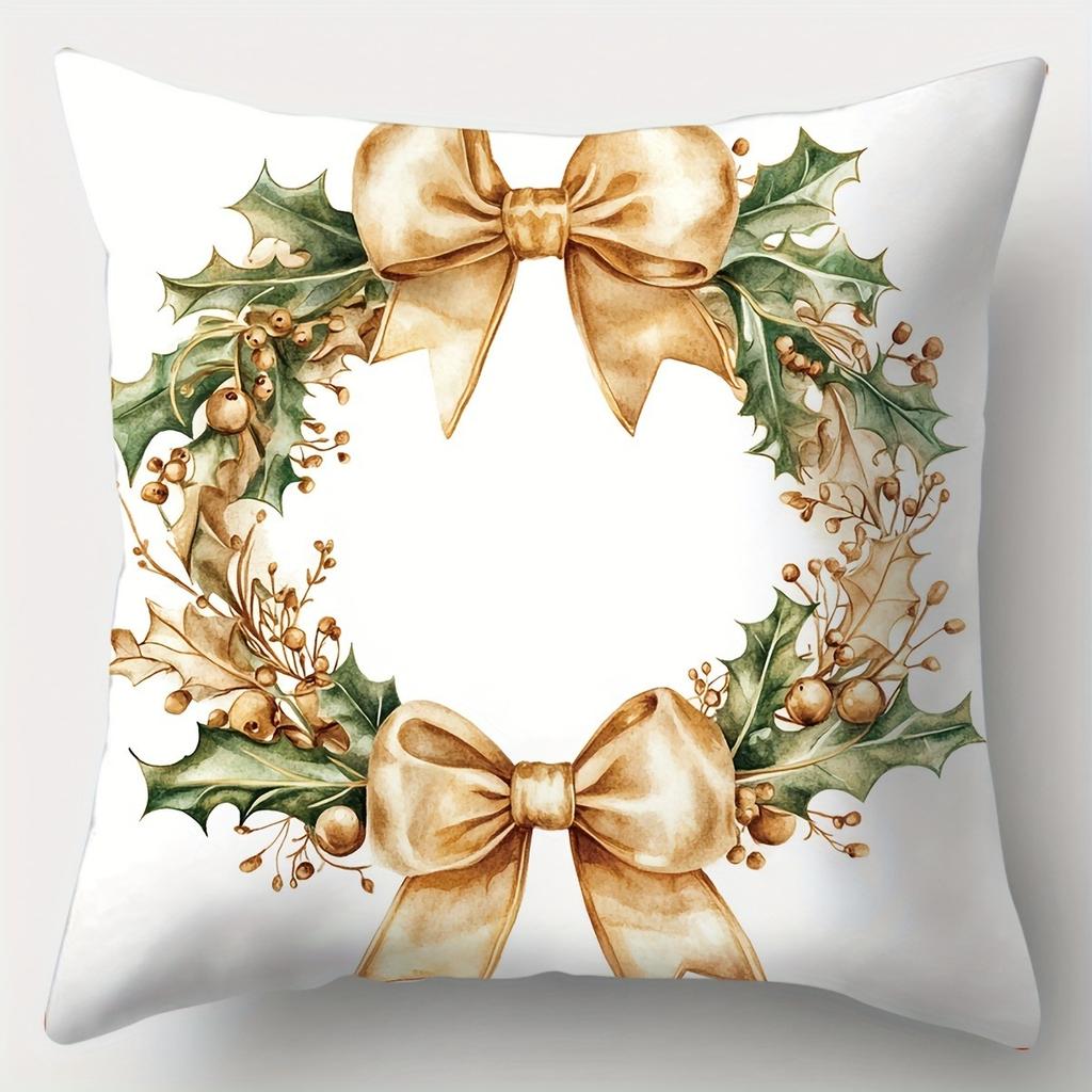 Decor de Crăciun husă de pernă Coroană de Crăciun cutie cadou clopoțel model lumânare living canapea pernă decor cameră de suite