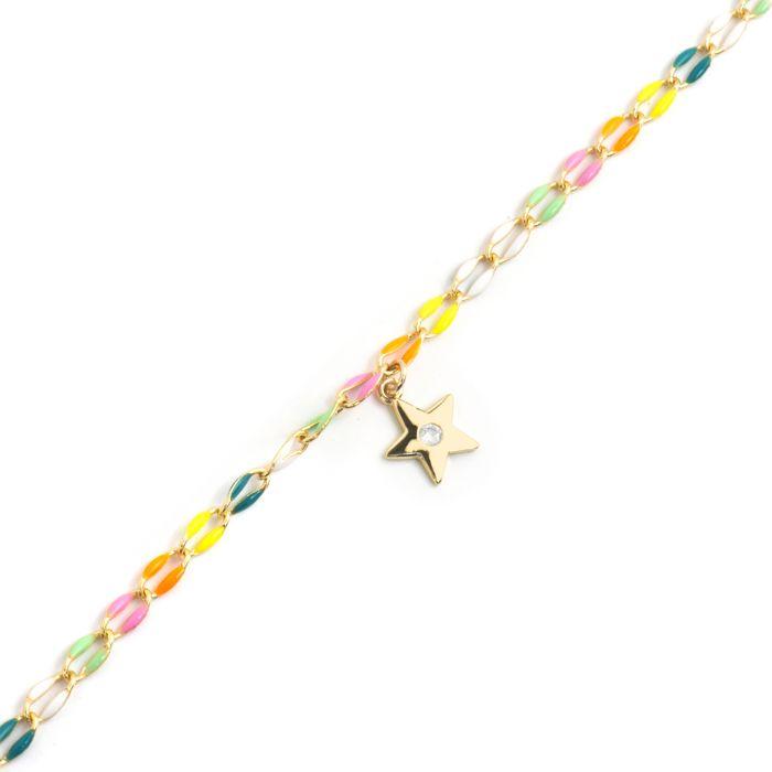 Bracelet - LUXENTER - Saukha - Argent 925 - Or jaune 18k - Laque multicolore