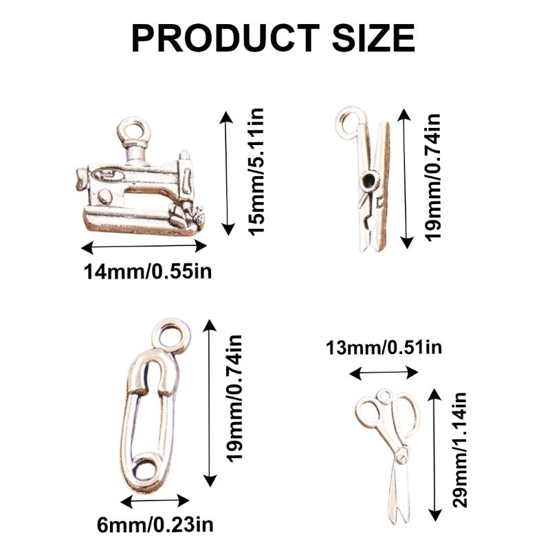 Pack of 30 Chic Silver Finished Antique Style Sewing Tools Pendants for Crafting Unique Jewelry and Accessories