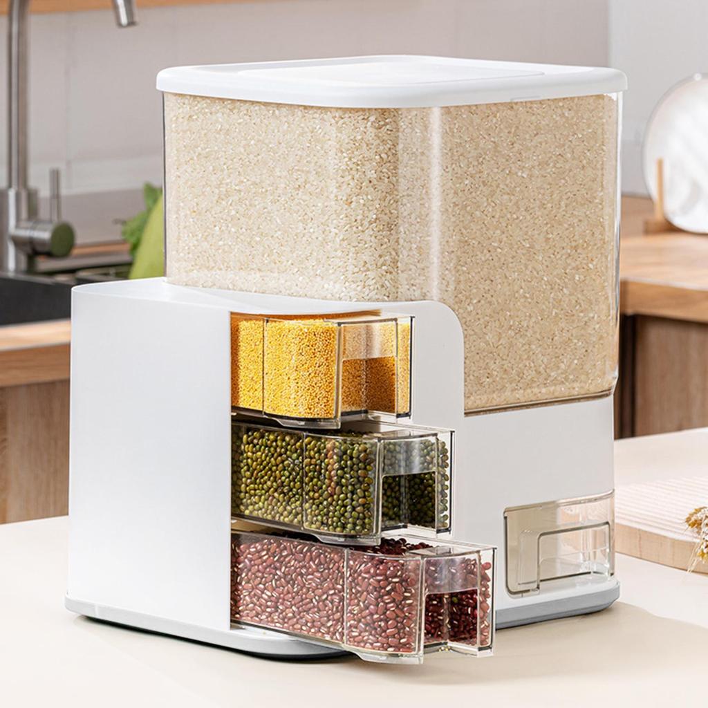Storage Container Bucket Easy Control Rice Dispenser Dry Food for Home Kitchen