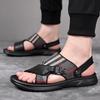 Trend sandals men's 2025 summer new leather casual beach shoes men's soft soles wear dual-purpose cool slippers