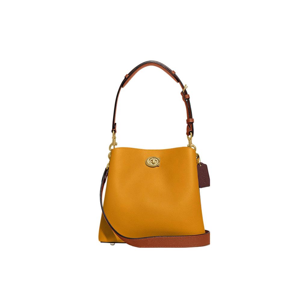 Coach Willow 23 Gold Multi-Functional Pocket Pebbled Leather Bucket Bag Women Bags Yellow C3766-B4SZ9