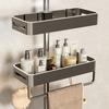 Bathroom Shelves Shower Rack Aluminum Basket for Shampoo Soap Bathroom Storage Lifting Rod Bracket