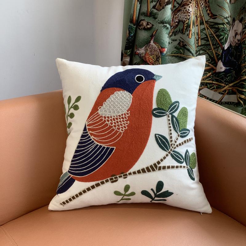 Kissenbezug mit Chenille-Stickerei: Sofa im pastoralen Heimstil, Dekokissen und Lendenstütze