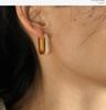 European and American Style Stainless Steel Zirconia Rectangle Earrings for Women