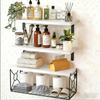 Floating Shelf Set With Easy Installation For Wall Mounting In Bathroom Or Bedroom Displaying Wood Designs