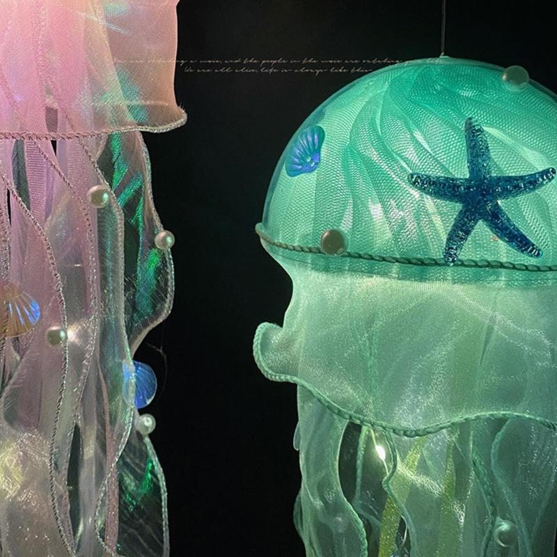 Hanging Jellyfish Light Glowing Night Hanging Light Crafts Household for Indoor Outdoor Garden Yard Decoration