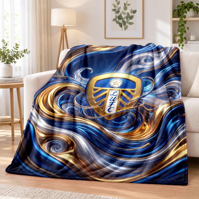 Leeds United Football Printed Flannel Blanket Warm Comfort Bed Throw For Indoor Home Decoration