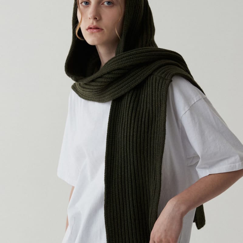 ODER merino hood warmer muffler-khaki