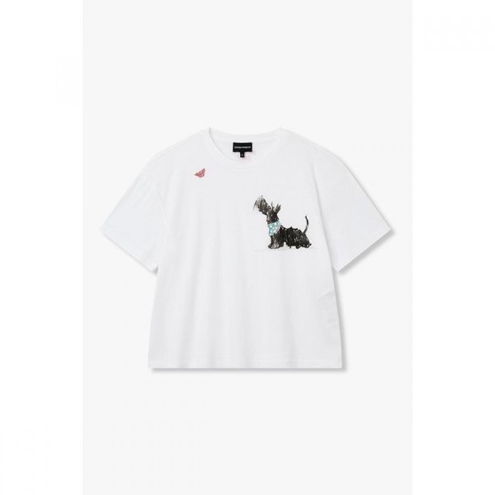 Emporio Armani Women Dog PrinT Modal CoTTon T shirT A526126524 M