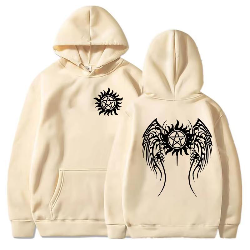 Autumn and Winter New Fashionable Hoodie Fun Supernatural Crow Wings Printed Harajuku Men's and Women's Long Sleeve Warm Hoodie