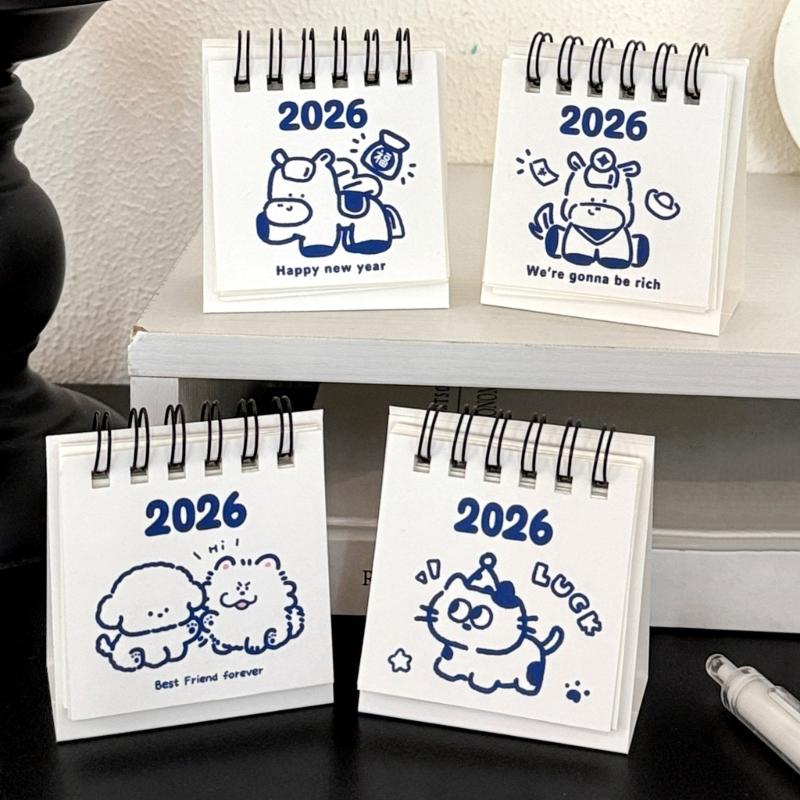 Freundlicher Mini-Tischkalender 2026 mit 3D-Pferdedesign zur Dekoration von Zuhause und Büro und zur monatlichen Planung
