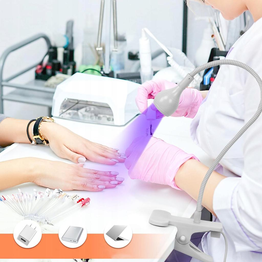 5W UV-LED-Nagellampe, Weiß, Flexibler Arm und Verstellbare Klemme, Gel-Nagelhärtungslicht für Salon und Heimgebrauch