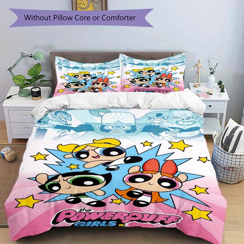 3er Set Coole Powerpuff Girls Bettwäsche - Enthält 1 Bettbezug und 2 Kissenbezüge, Bequeme Bettwäsche mit Stilvollem Design für Schlafzimmer, Machi