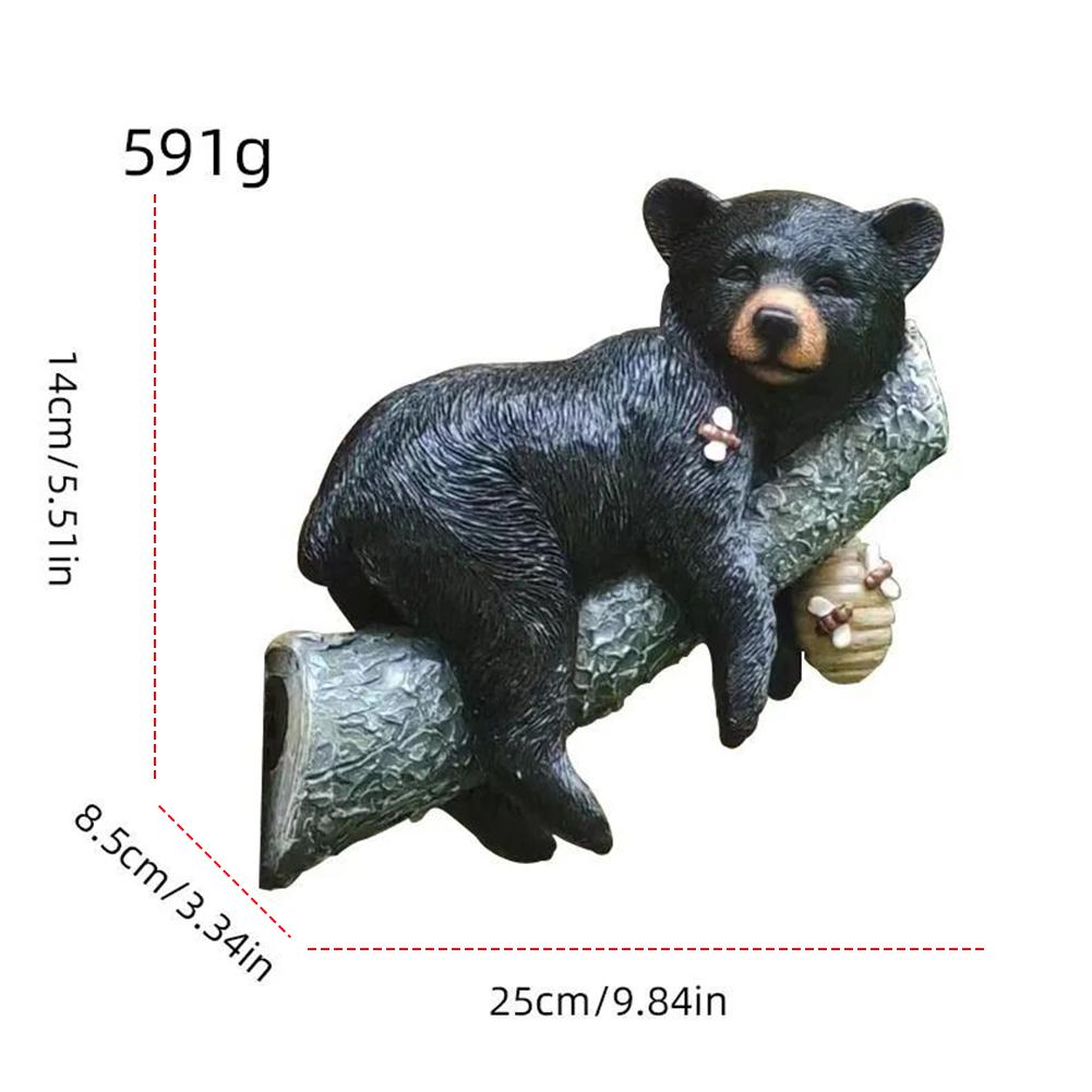 Black Bear Cub Statue Cub Napping & Hanging Out Faces Figurine Resin Funny Bear Statue Black Bear Cub Tree-Mounted Ornament