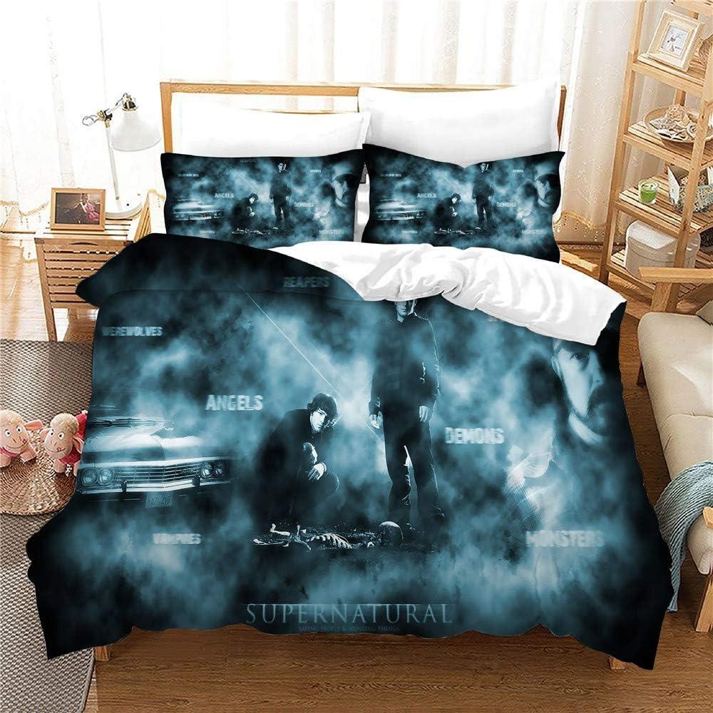 Set Biancheria da Letto Logo Supernatural Copripiumino Set Letto Coperta Federa Piumone King Queen Size Ragazzi Adulti Set Biancheria da Letto