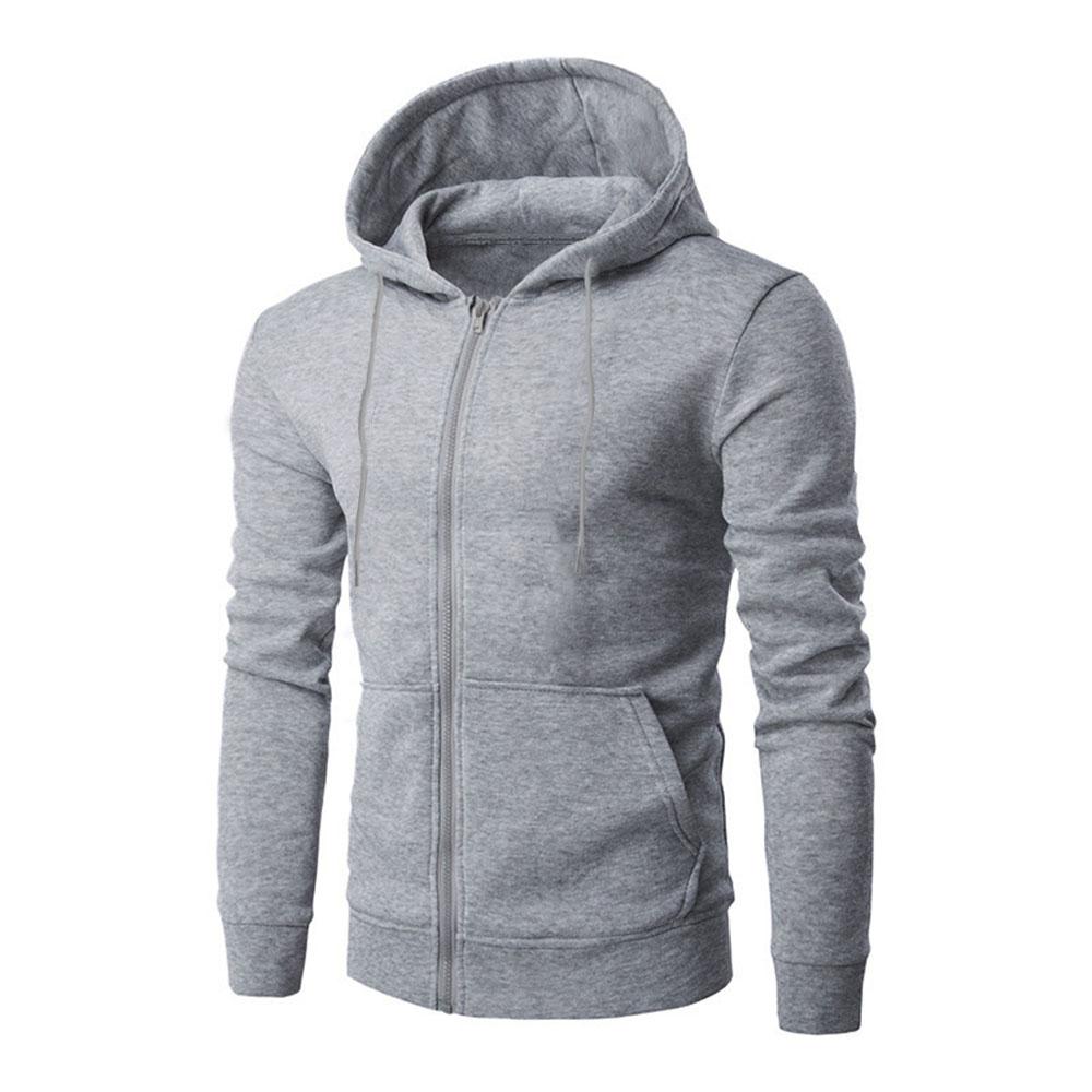 Men's Hoodie Solid Color Basic Hooded Jacket Cardigan Sweatshirt Spring Autumn Casual Men Streetwear Tracksuit Male