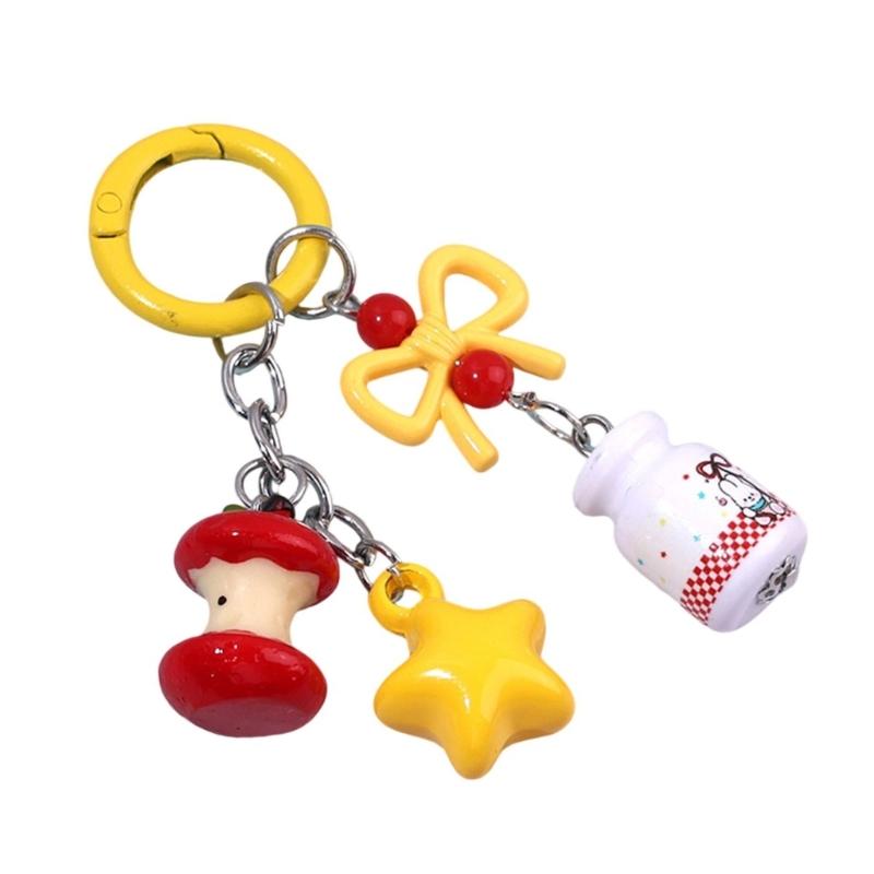 Cute Initial Keychain,Bag Charms,Bows Star Key Chains Accessories Decor for Purse Handbag Car Keychain For Women Girl