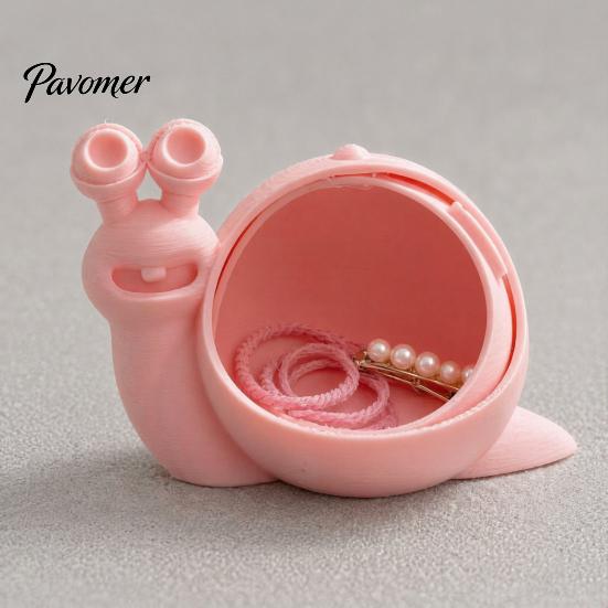Snail Shaped Storage Box Cute Box, 3D Printed Novelty Ornament, Trinket Small Jewelry Holder with Lid, Fun Desk Organizer for Hair Ties Matte Texture