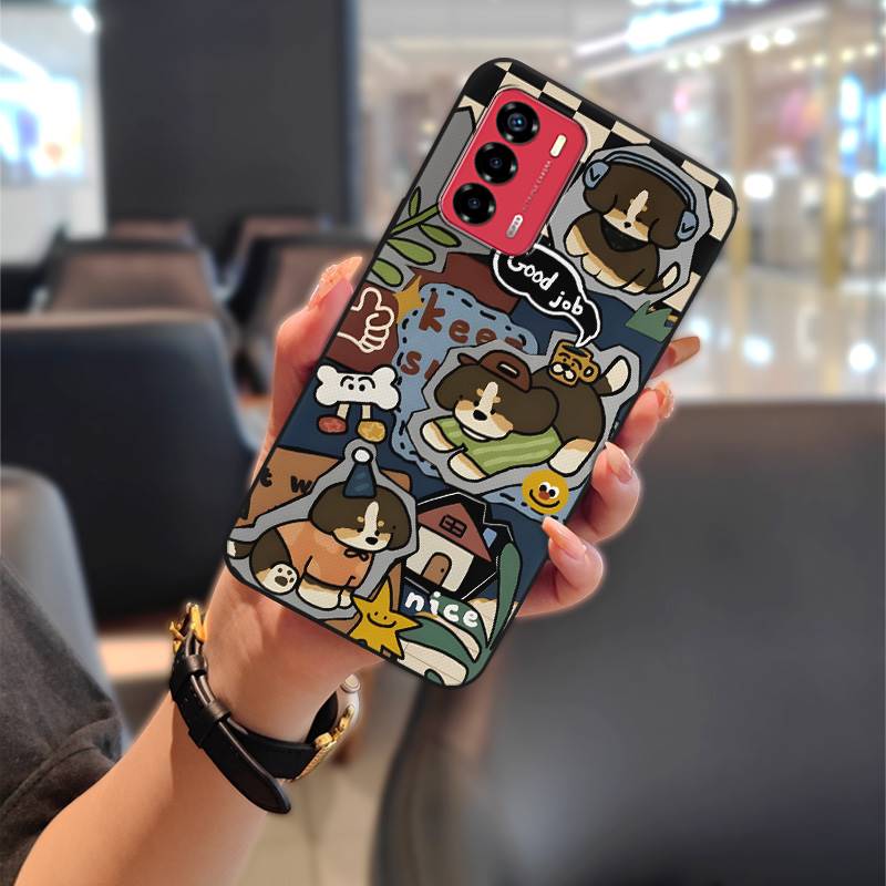 Graffiti Phone Pouch Phone Case For ZTE Blade V40 Vita/A72 Soft case Full wrap Back Cover Cute Animals Anti-knock TPU